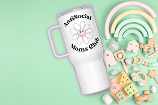 Anti-Social Moms Club Travel mug with a handle